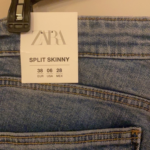 Zara NWT  Hi Rise split skinny denim jean size 6 - Picture 5 of 9